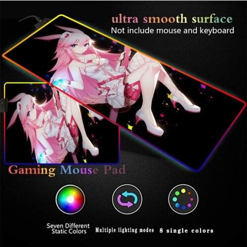 Anime Girl Manga Sexy RGB Gaming Large Mouse Pad Gamer Led Computer Mousepad with Backlight Carpet for Keyboard Desk Mat Mause