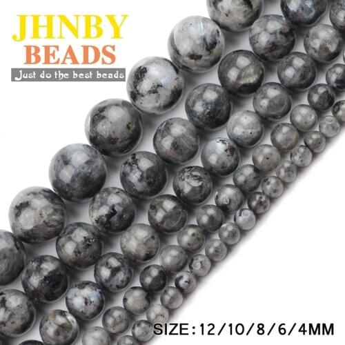 JHNBY Black Labradorite Natural Stone Spectrolite 4/6/8/10/12MM Round Loose beads ball Jewelry bracelet making DIY Accessories