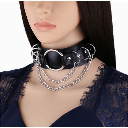 Harajuku Chocker Sexy Buckles Lock Key Rivets Black Goth Punk Chokers Gothic Choker Necklace for Women Hip Hop Bondage Cosplay