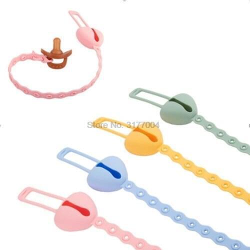 DHL 100pcs Silicone Teething Pacifier Clips Lock Type Adjustable Silicone Pacifier Chain Holder For Nipples Baby Chew Toys