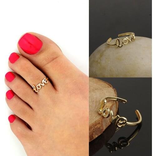 Letter Love Ring Simple Adjustable Finger Pinkie Nail Foot Toe Findings Tiny Fashion Women Jewelry Valentines Day Gifts