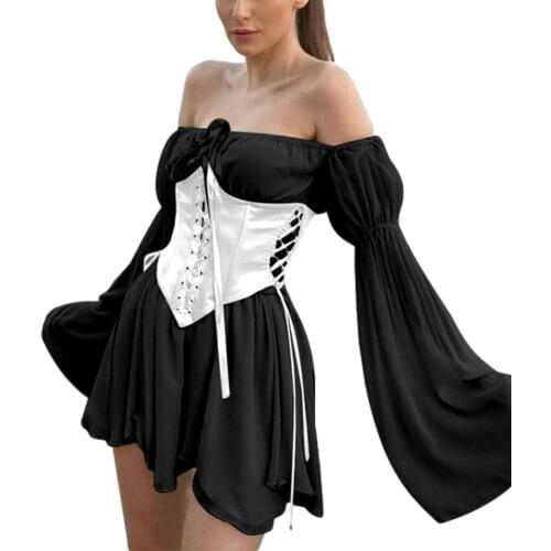 Women Waist Trainer Corset, Solid Color Lacing Strappy Cincher Shaper with Chest Support for Girls, 3 Colors