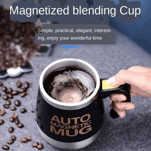 Lazy automatic mixing cup, stainless steel mug, electric magnetic rotating coffee cup, black technology gift cup