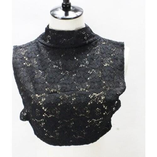 Linbaiway White Lace Floral Fake Collar Women Detachable Collars Stand Lapel False Collar Removable Half Shirt Detachable Collar