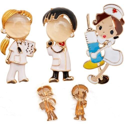 Doctor Nurse Brooch Fashion Jewelry Opal Enamel Pin Clothes Backpack Brooches Pins Thanks Gifts