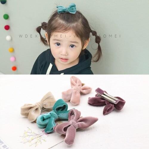 Cute Hair Bows Hair Clips For Girls Baby Barrettes Handmade Hair Accessories Corduroy BowKnot Hairpins Hairgrips Kids Headwear