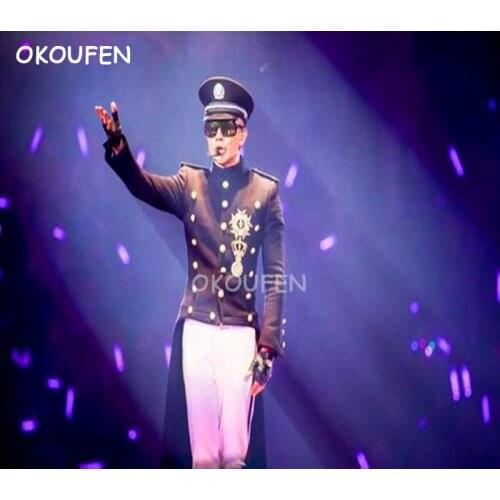 Stars Style Mens Long Embroidery Tuxedo Suits Costumes Nightclub bar singer DJ dancer Stage show performance dress