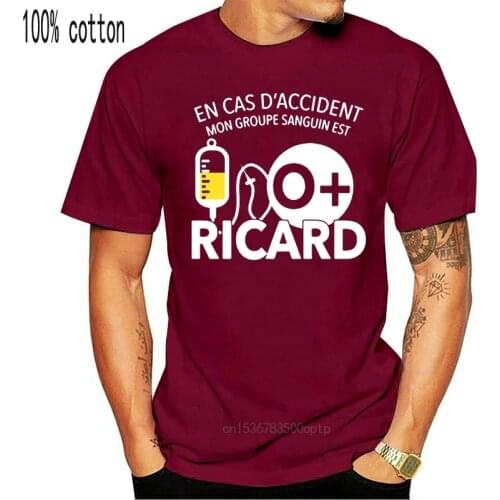 En Cas D Accident Mon Groupe Sanguin Est O Ricard Tshirt Round Neck Character Great T Shirt Kawaii Hiphop Tops Quirky Summer
