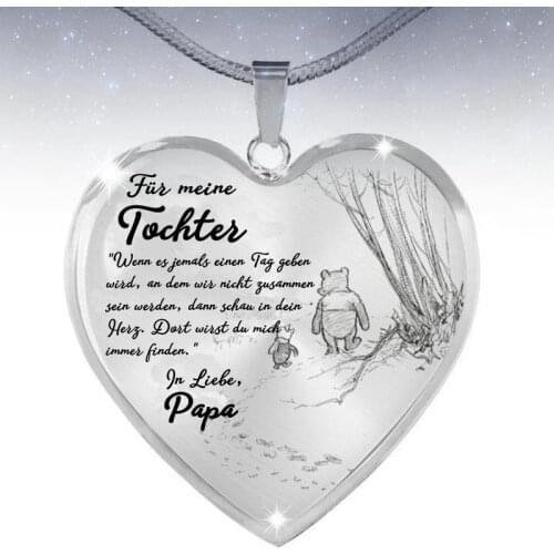 Fur Meine Tochter Sohn Bear Mama Papa Necklace Love Heart Niece Epoxy Pendant Necklaces Birthday Gifts For Children