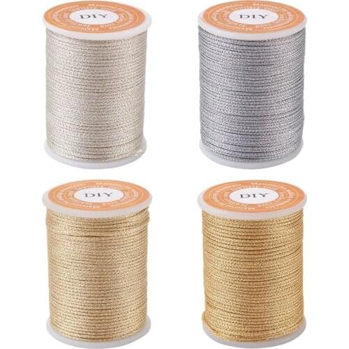 Pandahall 4rolls/set 1mm Polyester Braided Cord with Metallic Cord for Jewelry Making DIY Bracelet Necklace Finding 7m/roll