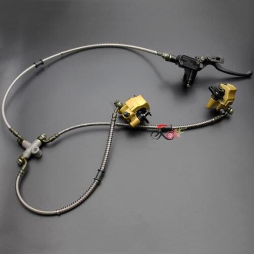 Front Hydraulic Twin Disc Brake Calipers System + Pads For 50cc 70cc 90cc 110cc 125cc Quad Dirt Bike ATV Taotao Kazuma