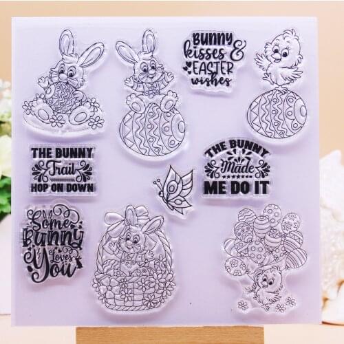 CLEAR STAMPS Bunny Kiss Easter Chick Balloons Scrapbooking Card Album Paper Craft Rubber Roller Transparent Silicon