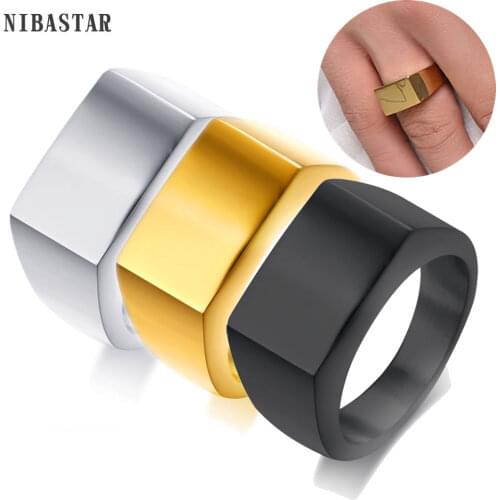 Drop Shipping Size 7-12 Punk Style Dull Polishing Rectangle Ring Angle 316L Stainless Steel Jewelry Men Biker Ring