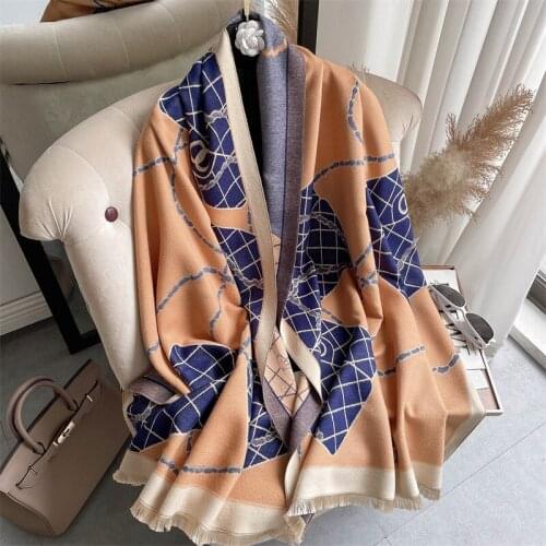 Luxury Cashmere Scarf Women Design Print Shawl Warp Winter Pashmina Female Warm Thick Autumn Blanket Stoles Echarpe 2021