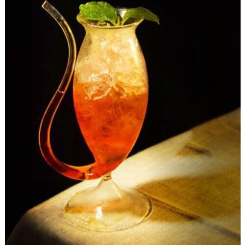 Glass Cocktail Glasses Cup Long Straw Champagne Flutes Wedding Party Goblet Drinkware KTV Bar Juice Cups 190/300/340/360ML