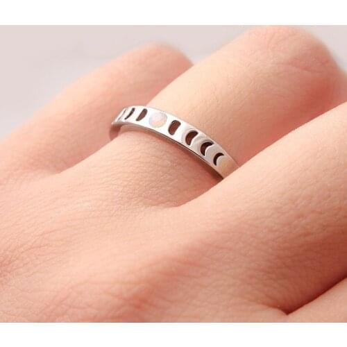 Vintage Moon Phase Rings Dainty Stacking Ring for Women Jewelry Gift