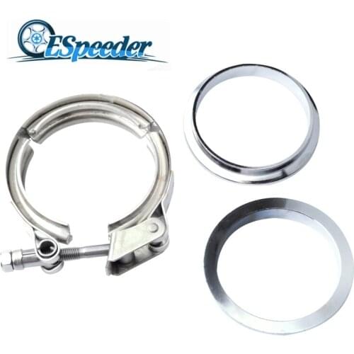 SPEEDWOW V Band Clamp Flange Kit 3.0inch Exhaust Flange Universal Flange Kit Stainless Steel Car Accessorie For Turbo Downpipe
