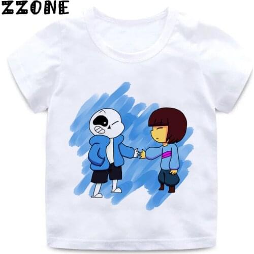 Girls and Boys Skull Brother Undertale Print Funny T shirt Kids Summer Casual Clothes Baby Cartoon T-shirt