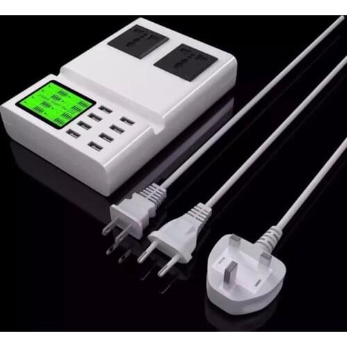 Fast Charging USB Charger Power Travel Adapter Strip Switch LED Display Screen with 8 USB Socket Ports For EU US UK EU Travel