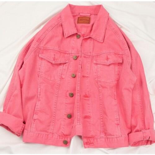 Harajuku Denim Jacket Women Spring Autumn Fashion Bat sleeve Jeans Jacket Student Korean Loose Denim Coat Women Streetwear G459