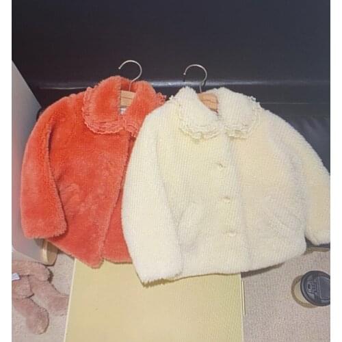 2 3 4 5 6 Years Girls Thicken Jacket Autumn Winter New Arrival Kids Fashion Coat Solid Lace Collar Warm Plush Jacket for Girl