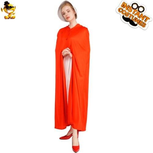Girls Handmaid Costume Red Cape Women Deluxe Long Dress with Cloak Outfits Set Halloween Christmas Vampire Adult Tunic Dress
