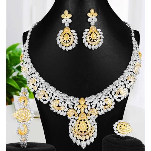 Blachette Famous Luxury Earrings Necklace Bangle Ring For Women Wedding Banquet Holiday Celebration Cubic Zircon Fashion Jewelry
