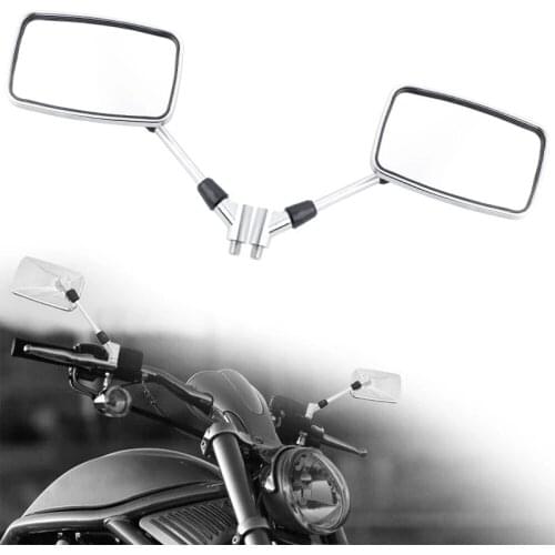 1Pair 10mm Universal Motorcycle Rearview Mirror Handle Bar Side Mirrors for Honda Suzuki Yamaha Kawasaki Chopper