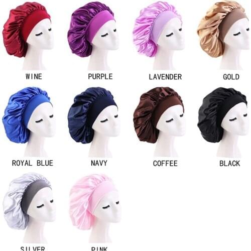 1PCS Fashion Big Size Satin Silk Bonnet Sleep Night Cap Head Cover Bonnet Hat Ladies Sleeping Cap Headwear Hat Hair Wrap