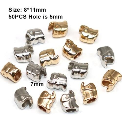 10*8mm 50/100pcs Animal Elephant Bead CCB Big Hole Beads Plastic Silver Plated European Bead for Jewelry Findings (not Metal)