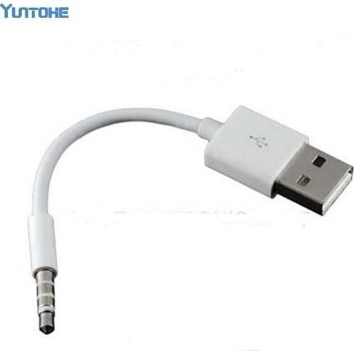 100pcs USB Cable 2.0 Charger SYNC M to M Audio Headphone Jack Adapter Cord 3.5mm White for Apple for ipod shuffle 3rd 4th 5th