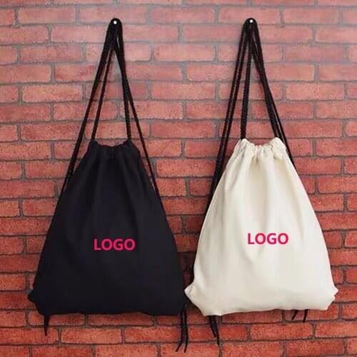 200pcs/Lot 30x40 Custom Logo Cotton Drawstring Bag Printed Designs Gifts Stylish Backpack for Sportswear School Childen