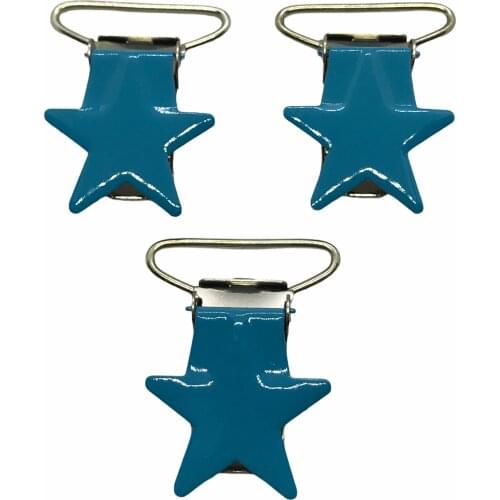 25pcs 1'' 25mm #14 Aqua Color Enamel Star Suspender Clips