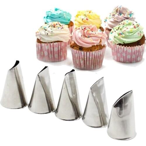 5Pcs/Set Rose Petal Metal Cream Tips Cake Decorating Tools Icing Piping Nozzles Cake Cream Cake Decorating Tool Cupcake Tools