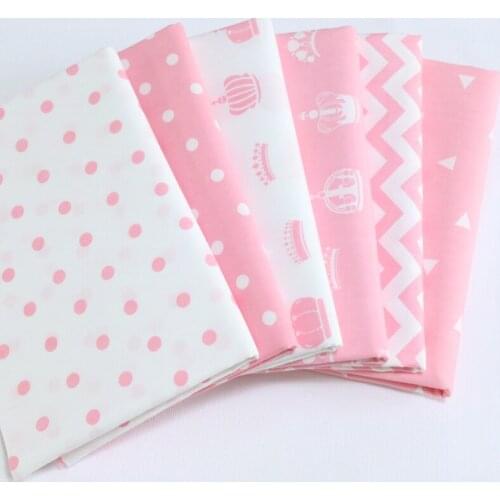 6pcs/lot 40cm*50cm Pink Printed Cotton Tissue Fabric for Sewing Needlework Cushions Patchwork Quilting DIY to Patchwork