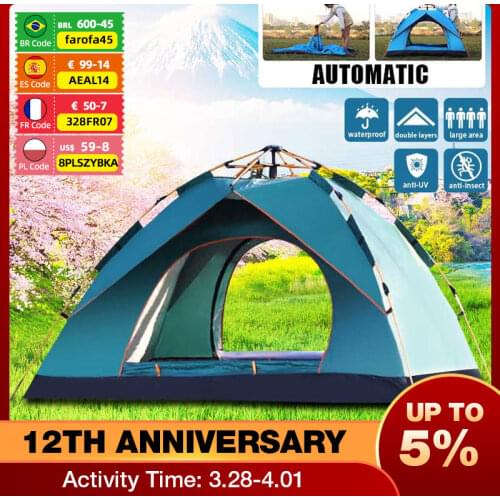 3-4 Person Waterproof Camping Tent Automatic Pop-Up Quick Shelter Outdoor Traveling Hiking Portable Tent