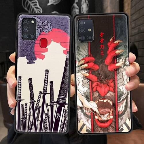 Case For Samsung Galaxy A51 A71 A21s A31 A72 A52 A32 5G A12 Black Flexible Soft Phone Shell Cover Sac Cute Sailors Anime Moon