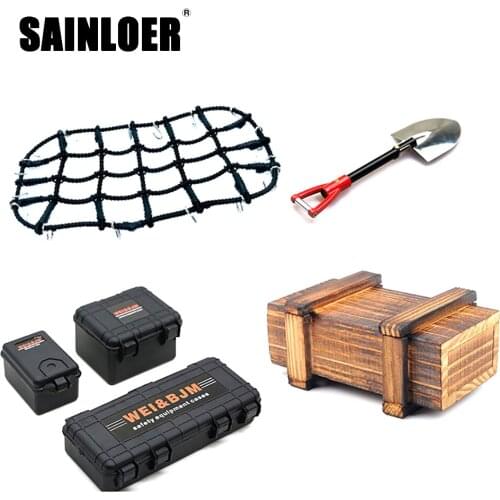 SAINLOER 6PCS/Set Simulated Decoration Suitcase Luggage Net Shovel for TRX4 Defender SCX10 90046 90047 Jimny MST RC Car Parts