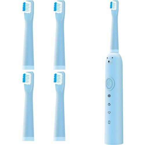 Kids Electric Toothbrush IPX6 Waterproof Rechargeable Toothbrush 3 Working Modes And 4 Spare Brush Head