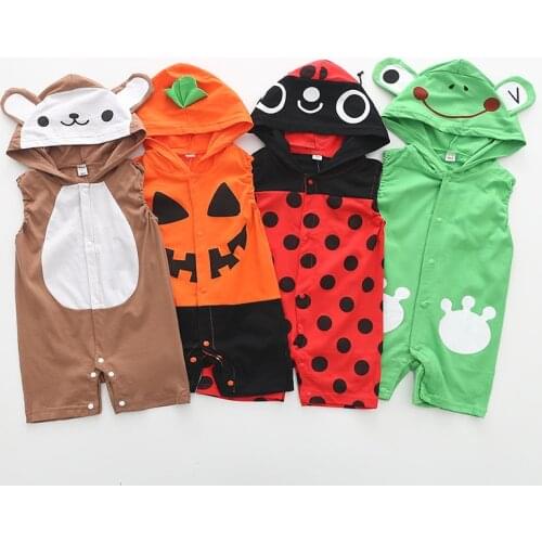 Hooded Baby Rompers Cotton Kawaii Sleeveless Baby Costume Halloween Pumpkin Bee Shape baby girl boy clothes Mamelucos Para Bebes