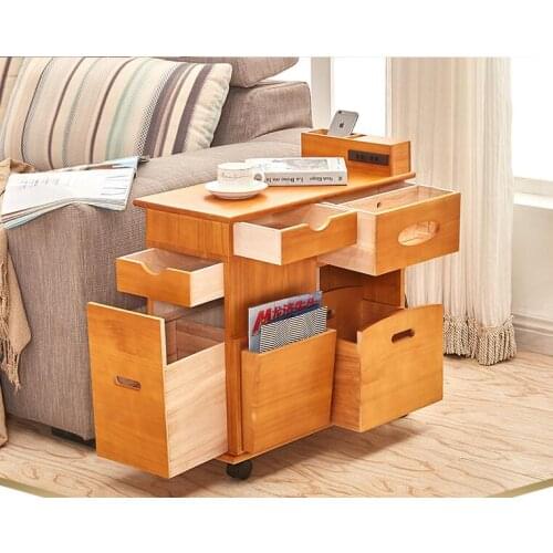 Sofa table with a small tea table. Solid wood storage cabinet..16