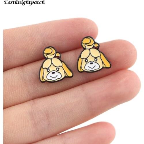 E2467 Cartoon Animals Studs Earrings For Womens Enamel Stainless Steel Pierce Dog Earrings Jewelry Girls