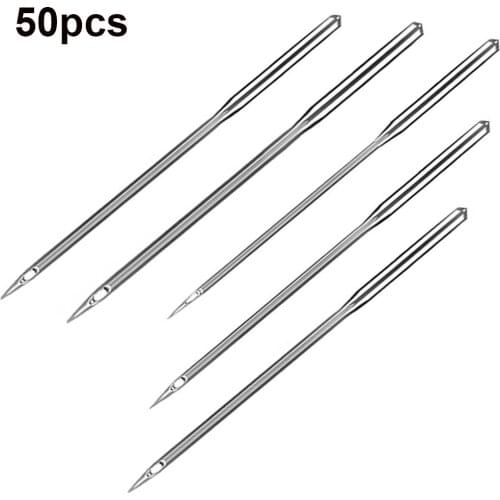 50pcs/set Silver Household Flat Sewing Machine Needles Craft Assorted Kit Universal Fitting 65/9 75/11 80/12 90/14 100/16