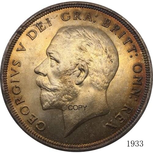 1933 Coin Great Britain UK 1 Crown George V Cupronickel Plated Silver Metal Souvenir Gift Copies Old Collectible Replica Coins