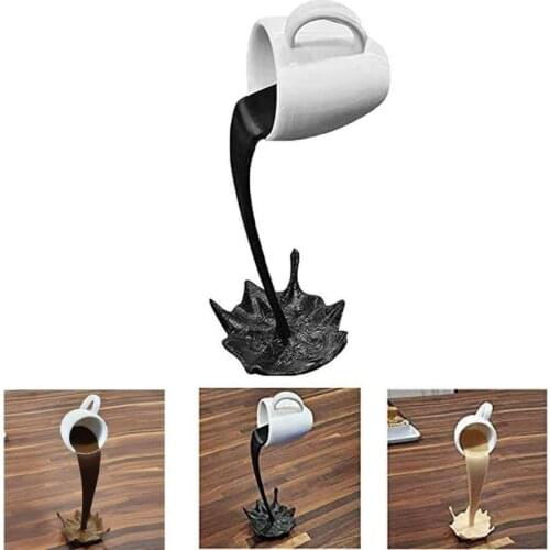 Creative Desktop Ornaments Floating Spilling Coffee Cup Sculpture Design Pouring Splash Coffee Mug Decoration Pendants