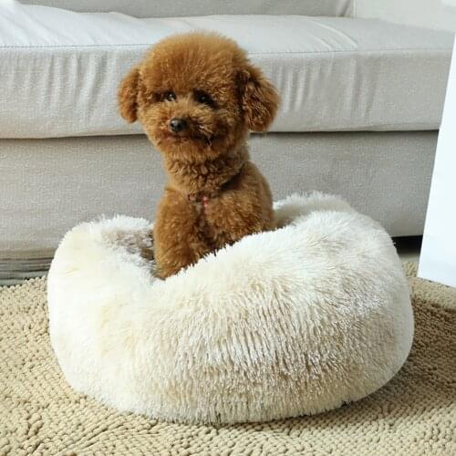 Pet Dog Round Long Plush Dog Beds for Large Dogs Pet Products Cushion Super Soft Fluffy Comfortable Cat Mat Supplies Accessories