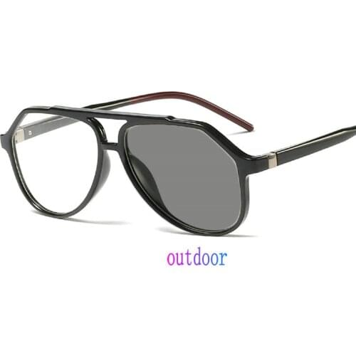 Square Sunglasses Photochromic Finished Myopia Glasses Photosensitive Chameleon Anti-glare Prescription Glasses FML
