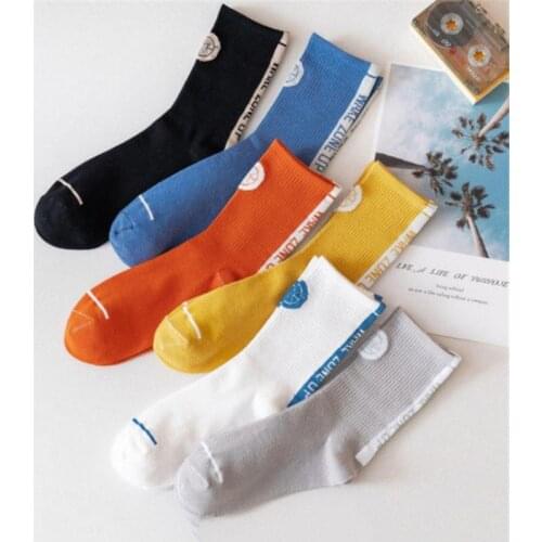 Fashion Medium Tube Spring Summer Basketball Men Socks Sports Ins Skateboard Cotton Socks