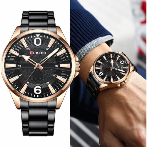 CURREN Fashion Simple Waterproof Stainless Steel Men Watches Luxury Sports Creative Design Quartz Watch Mens Casual Male Clock