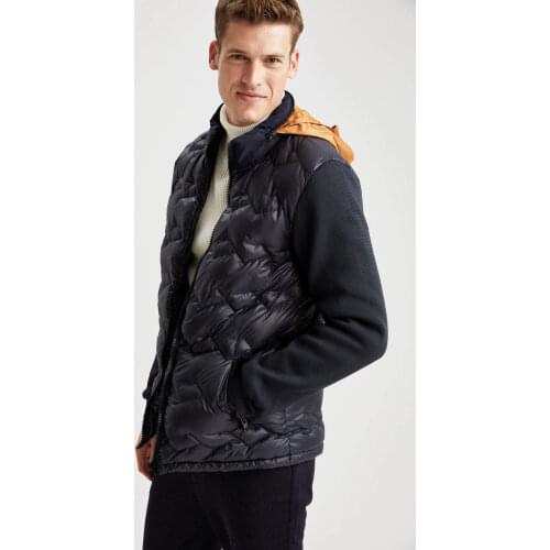 DeFacto Winter Man Coats & Jackets Hidden Hooded Sleeves Knitwear Inflatable Coat Outerwear Warm Fashion-S7908AZ20WN